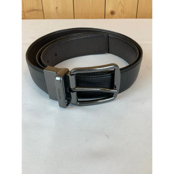 Men's Coach Reversible Belt, Black/Brown with Gunmetal Gray Buckle - Picture 1 of 5